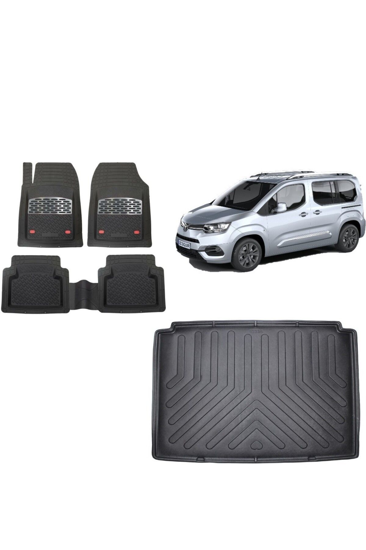 Toyota Proace City Seperatörlü 2023 Model 3D Bagaj Havuzu+3D Havuzlu Safirr Gri Kromlu Paspas