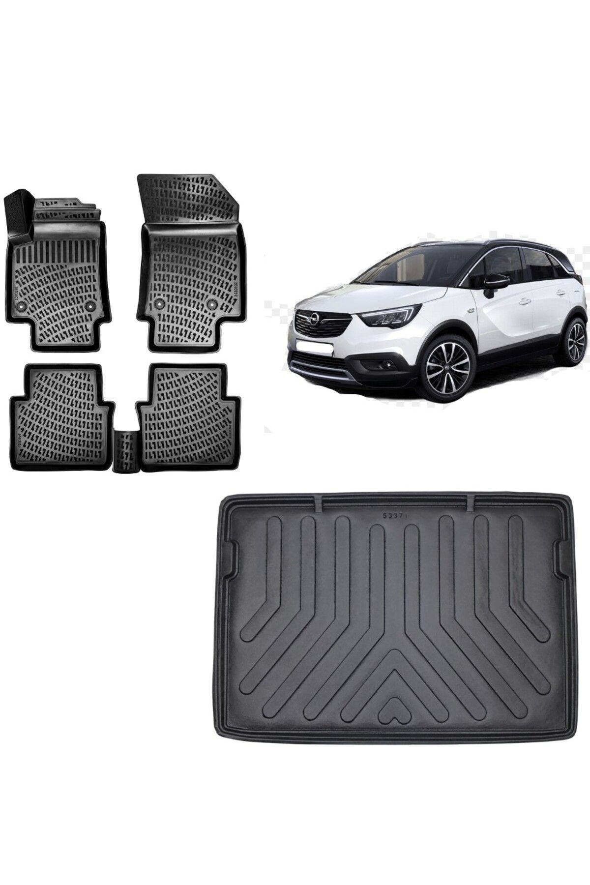 Opel Crossland 2017 Model Üst Kademe 3D Bagaj Havuzu+3D Havuzlu Araca Özel Paspas Takımı