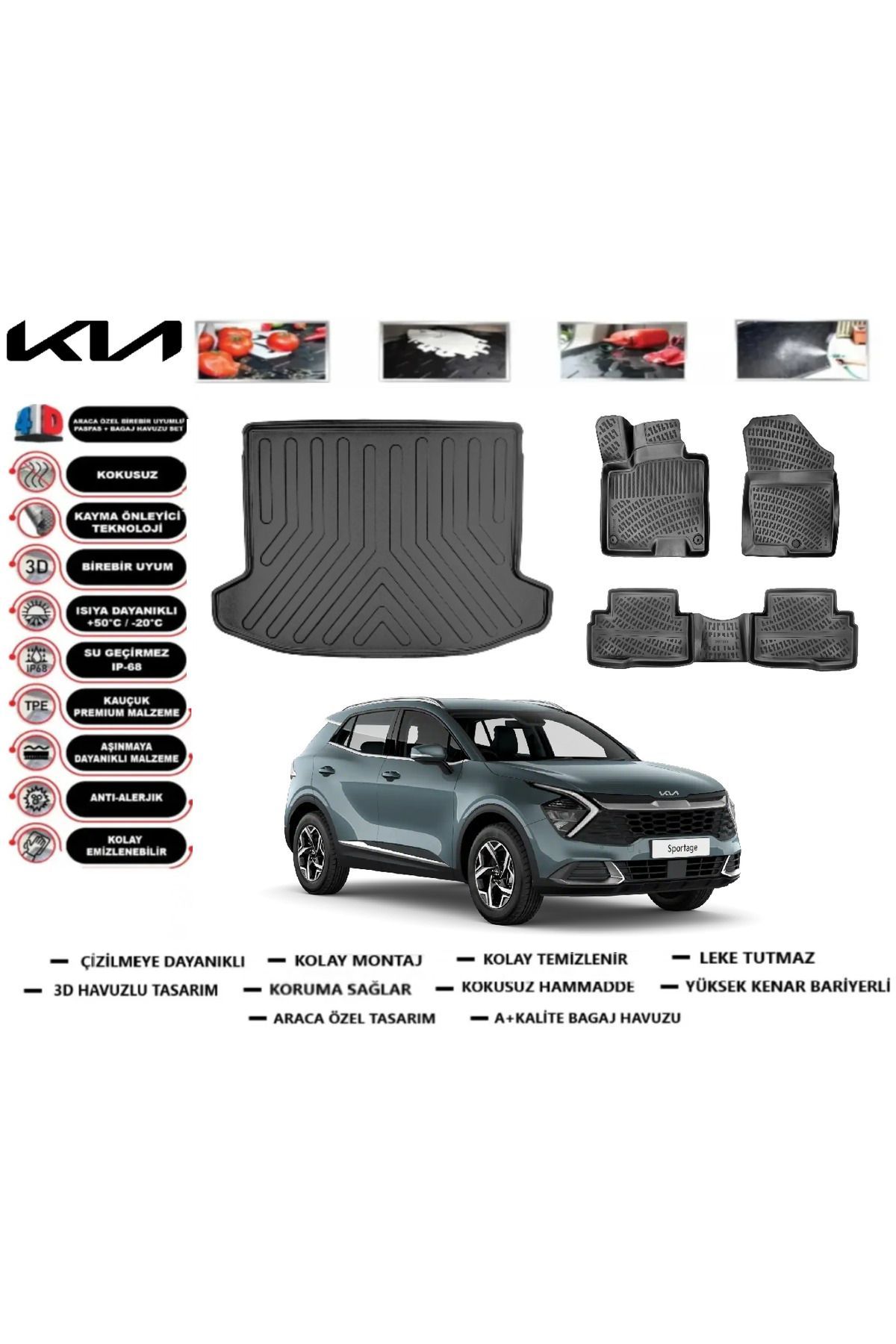 Kia Sportage Elegance Cool Paket 2023 Model Bagaj Havuzu Araca Özel Paspas Takımı Prrox
