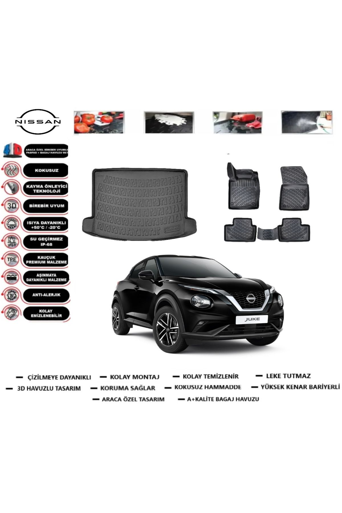 Nissan Juke 2023 Model Üst Bagaj Havuzu Araca Özel Paspas Takımı Prrox