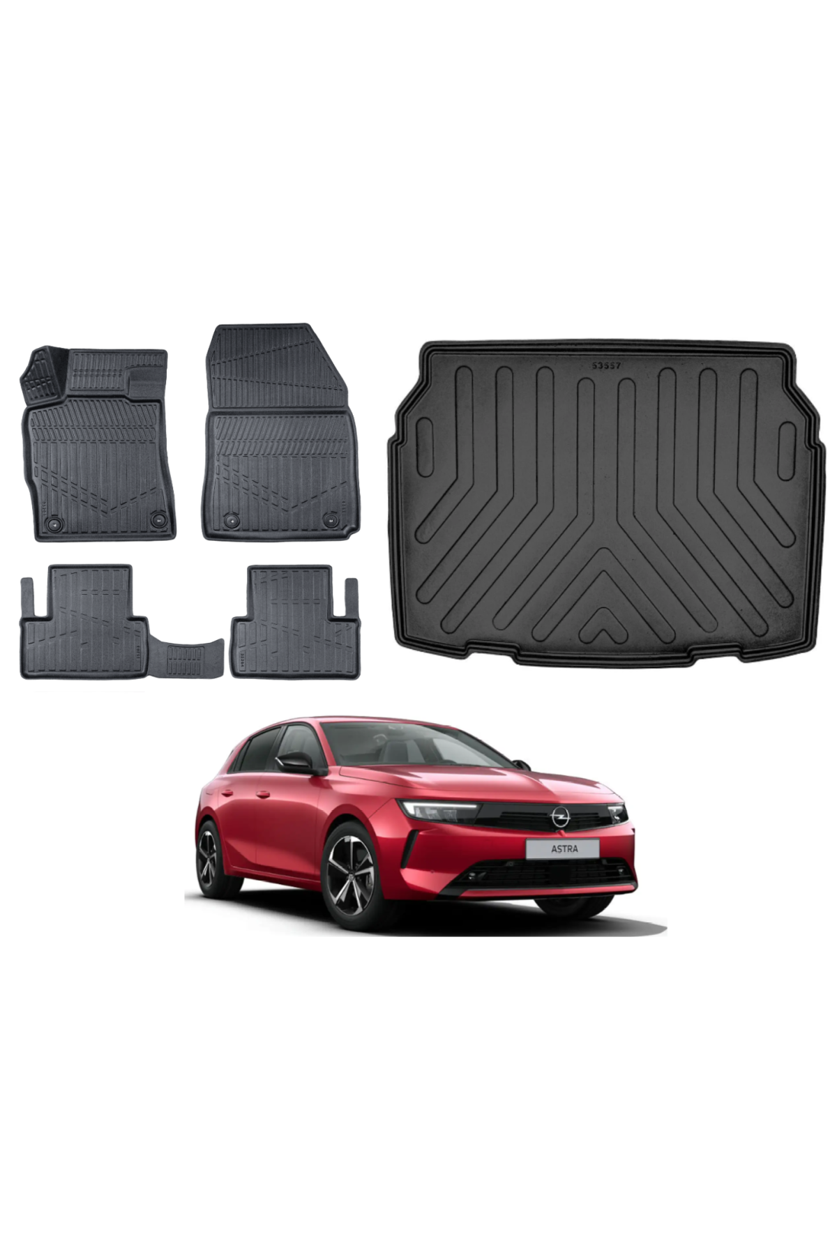 Opel Astra L 2022 Sonrası 3D Alt Bagaj Havuzu+3D Araca Özel Paspas Takımı
