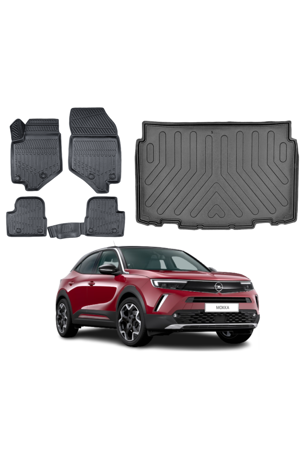 Opel Mokka Elektirikli 2021 Sonrası 3D Alt Bagaj Havuzu+3D Araca Özel Paspas Takımı