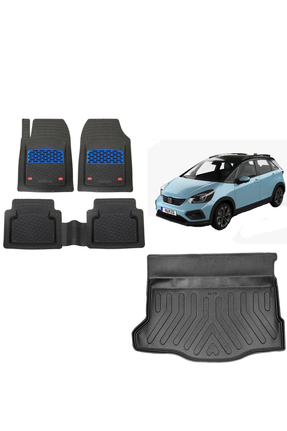 Honda Jazz Executive 2023 Model 3D Bagaj Havuzu+3D Havuzlu Safir Mavi Kromluu Paspas