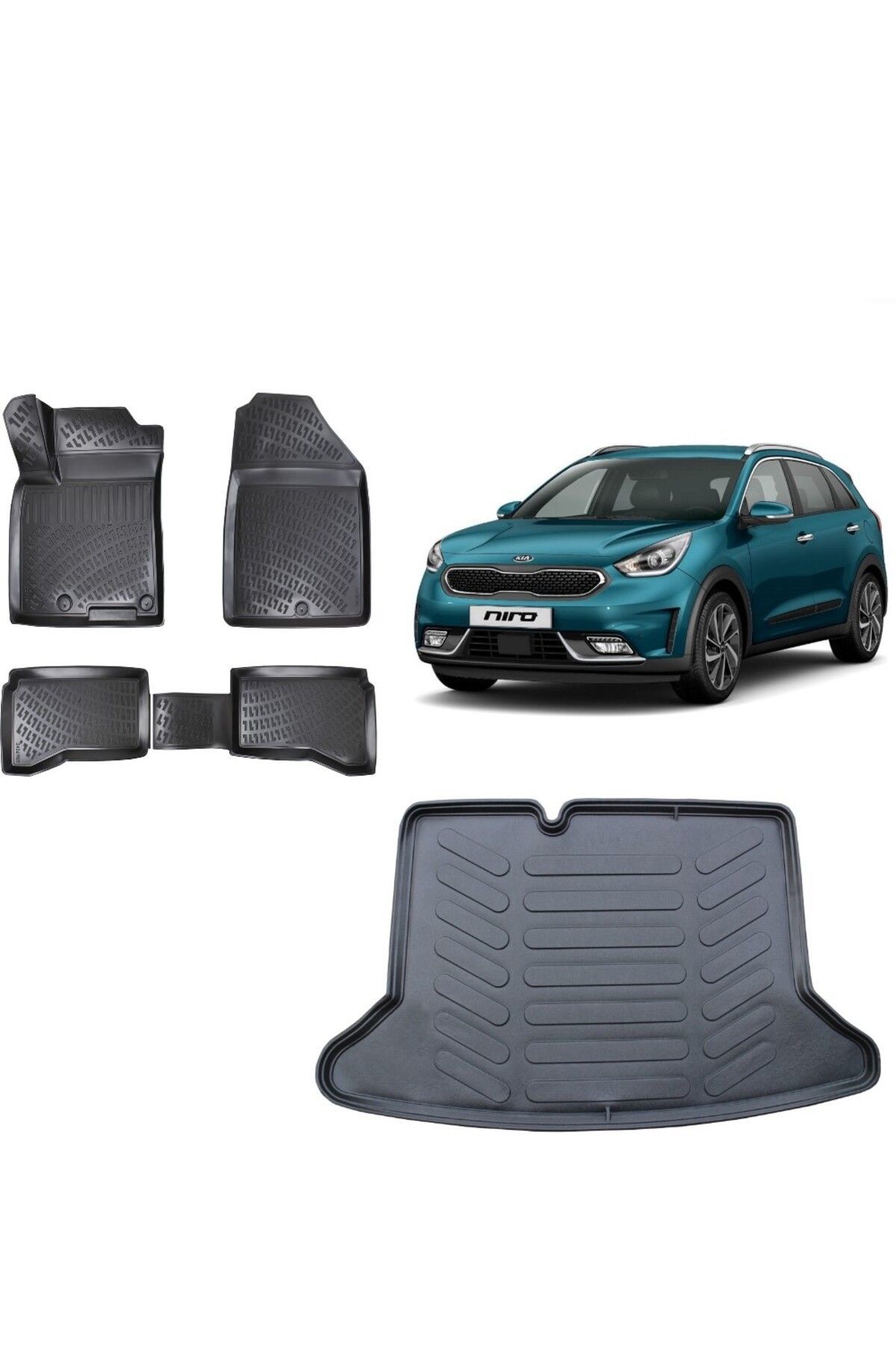 Kia Niro 2018 Model 3D Bagaj Havuzu+3D Havuzlu Araca Özel Paspas Takımı