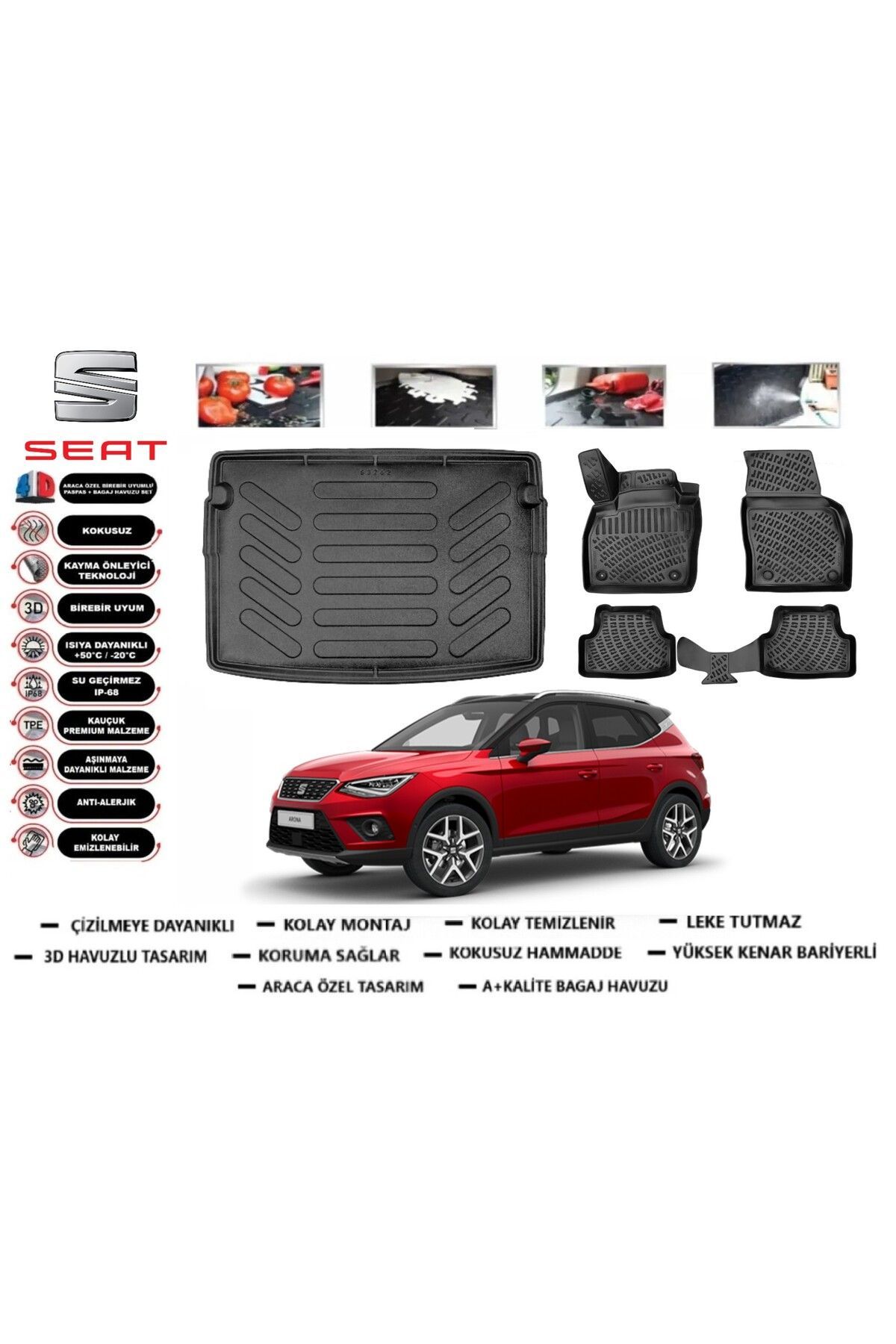 Seat Arona 2019 Model Üst Bagaj Havuzu Araca Özel Paspas Takımı Prrox