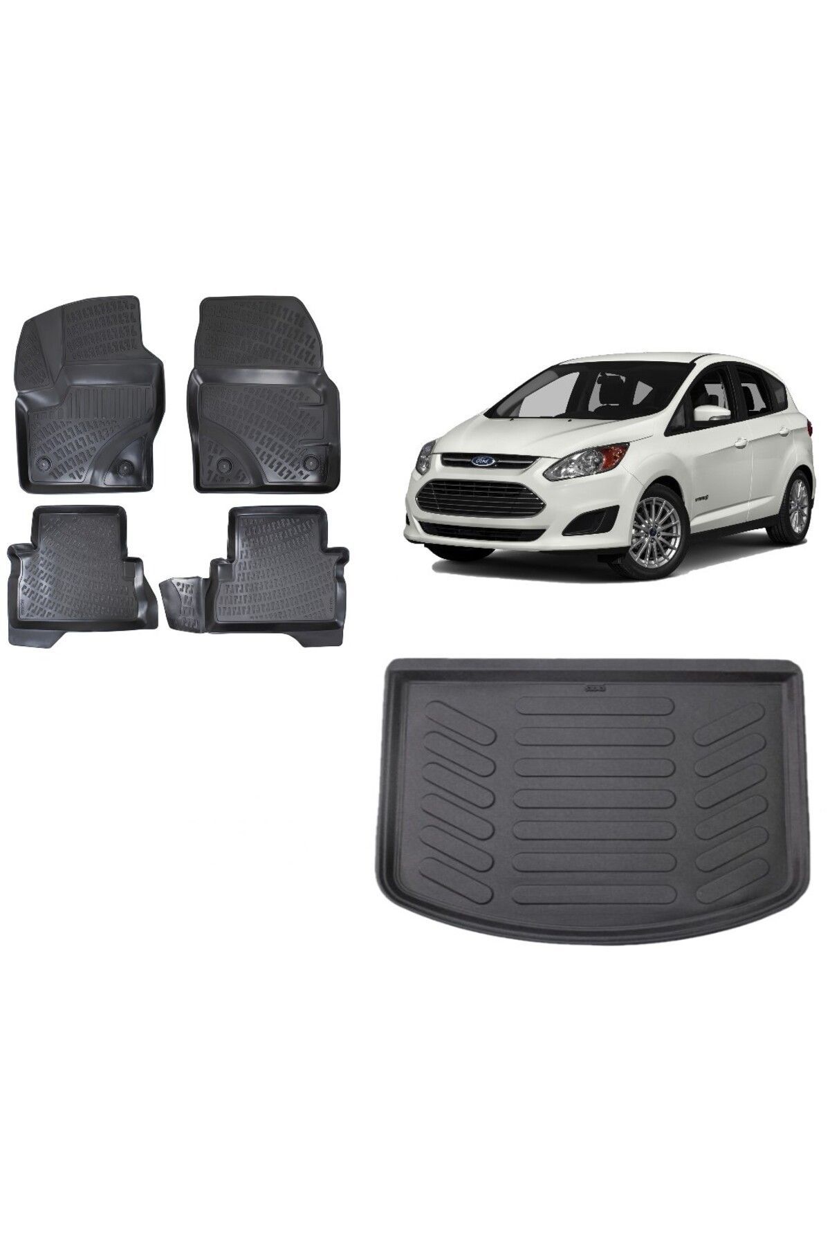 C-Max 2012 Model 3D Bagaj Havuzu+3D Havuzlu Araca Özel Paspas Takımı