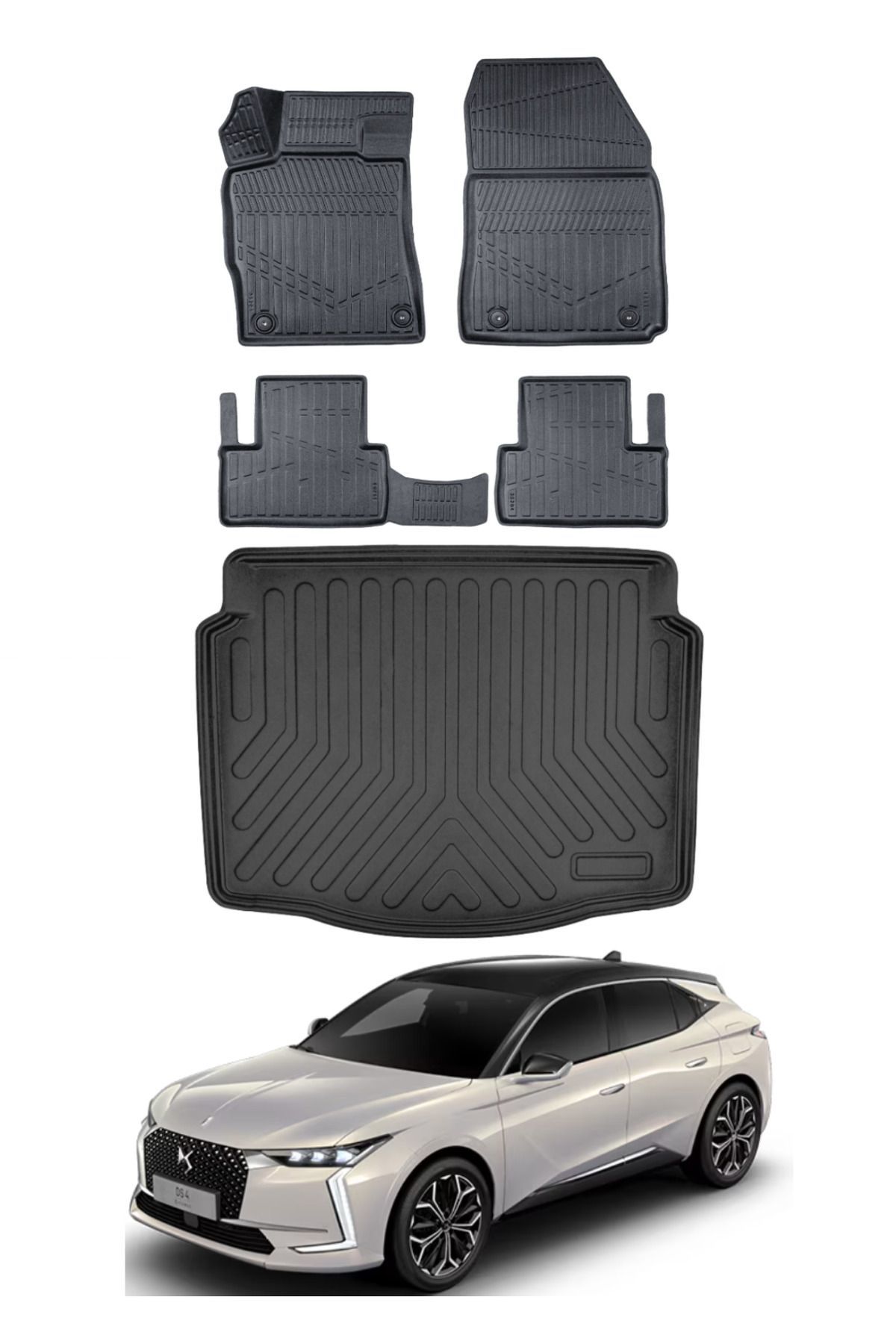 DS4 2022 Model Bagaj Havuzu Araca Özel Siyah Paspas Takımı