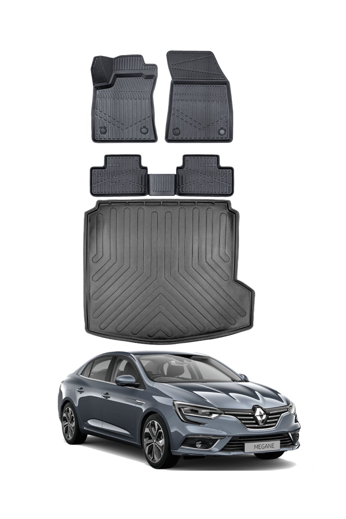 Renault Megane 4 2019 Model Sağ Kulak Bagaj Havuzu Araca Özel Siyah Paspas Takımı