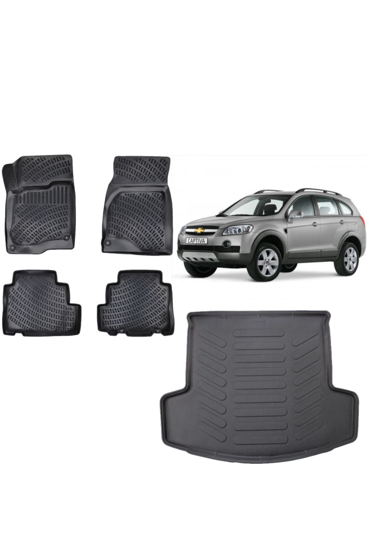 Chevrolet Captiva 2012 Model 3D Bagaj Havuzu+3D Havuzlu Araca Özel Paspas Takımı