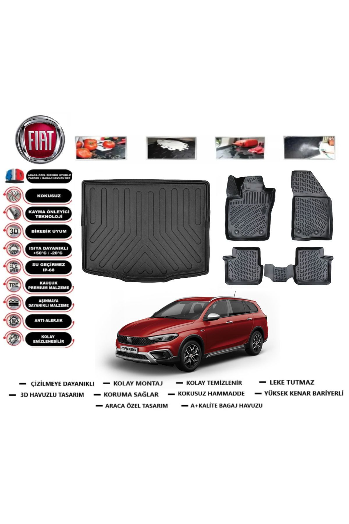 Fiat Egea Cross Wagon 2023 Uyumlu Model Alt Bagaj Havuzu Araca Özel Paspas Takımı Prrox