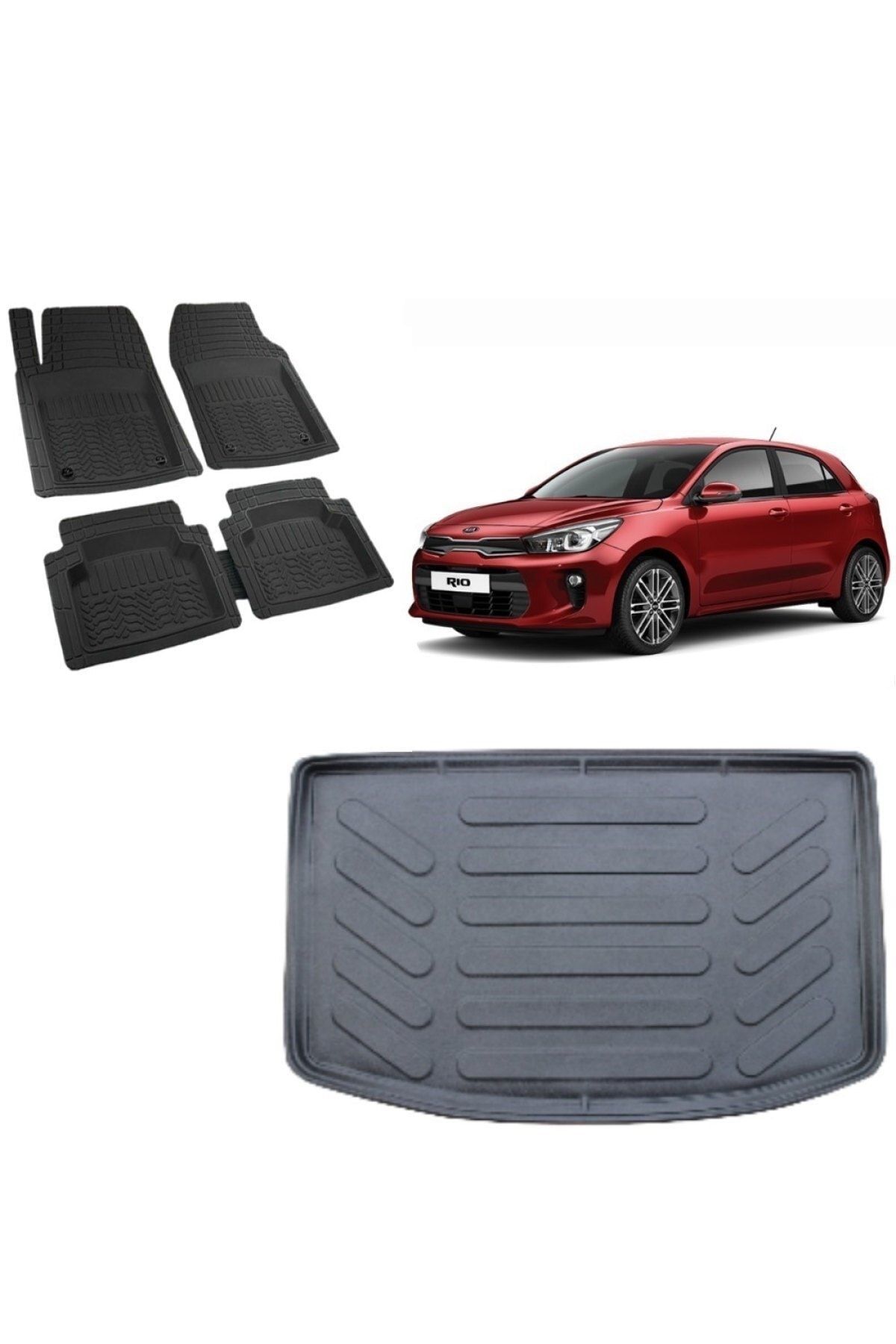Kia Rio 2020 Model Hatchback 3d Bagaj Havuzu+3d Siyah Havuzlu Paspas Takımı