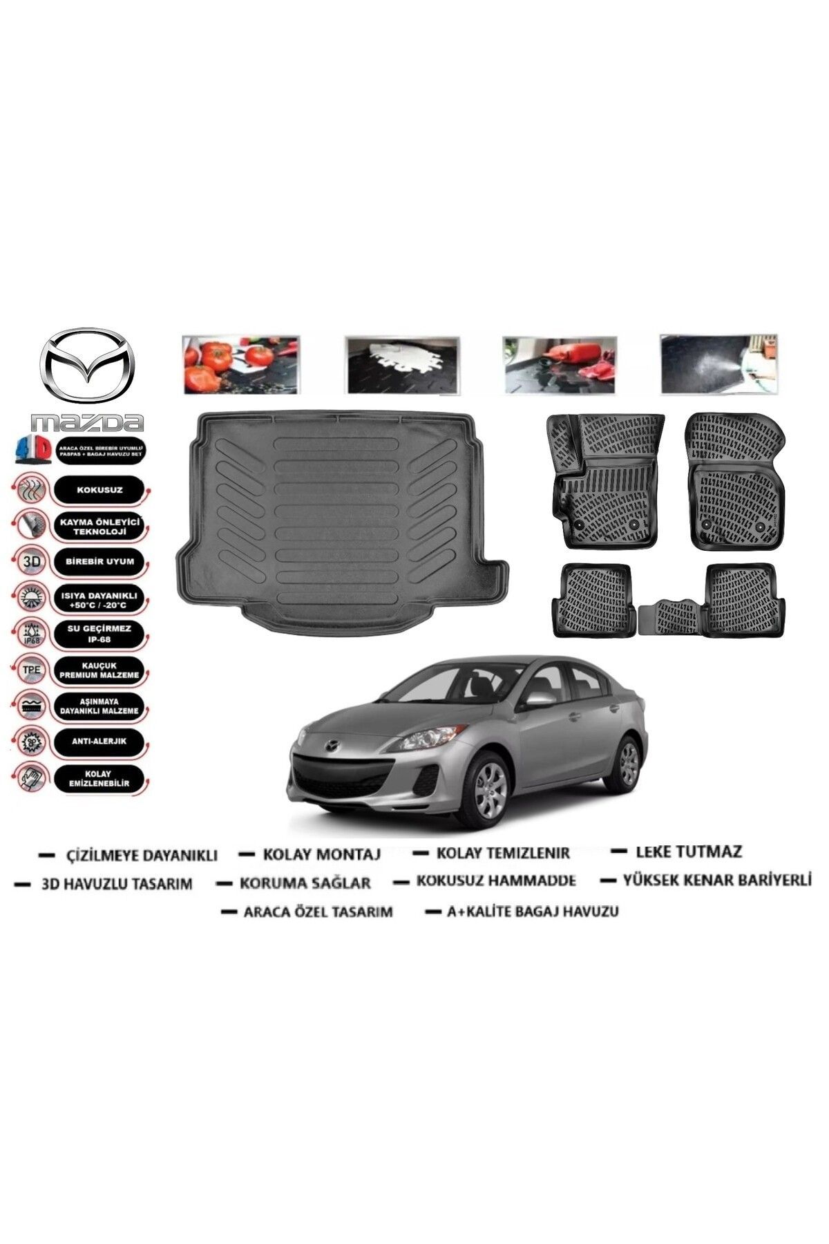 Mazda 3 2010 Model Bagaj Havuzu Araca Özel Paspas Takımı Prrox
