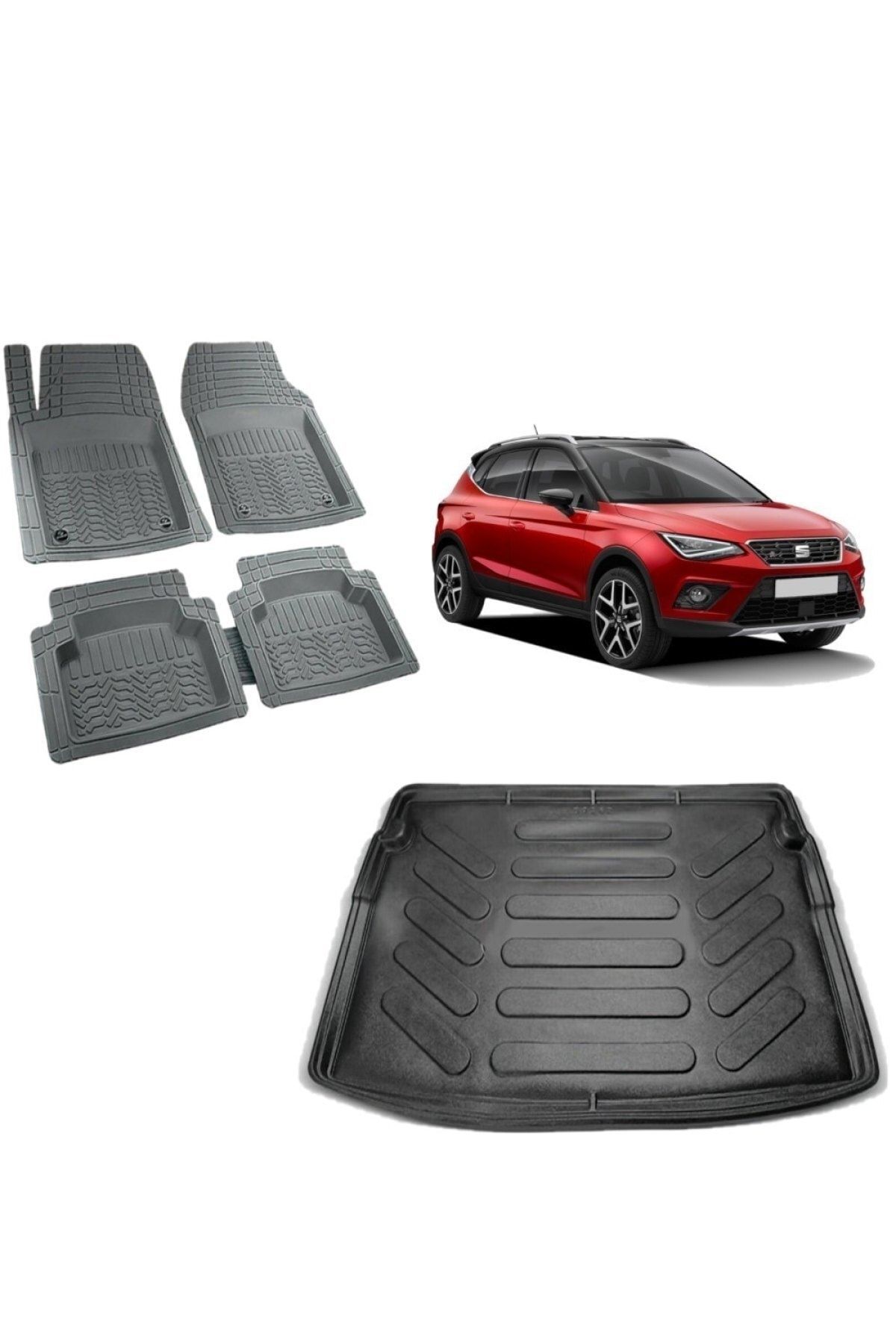Seat Arona 2022 Model Üst Kademe 3d Bagaj Havuzu+3d Gri Havuzlu Paspas Takımı