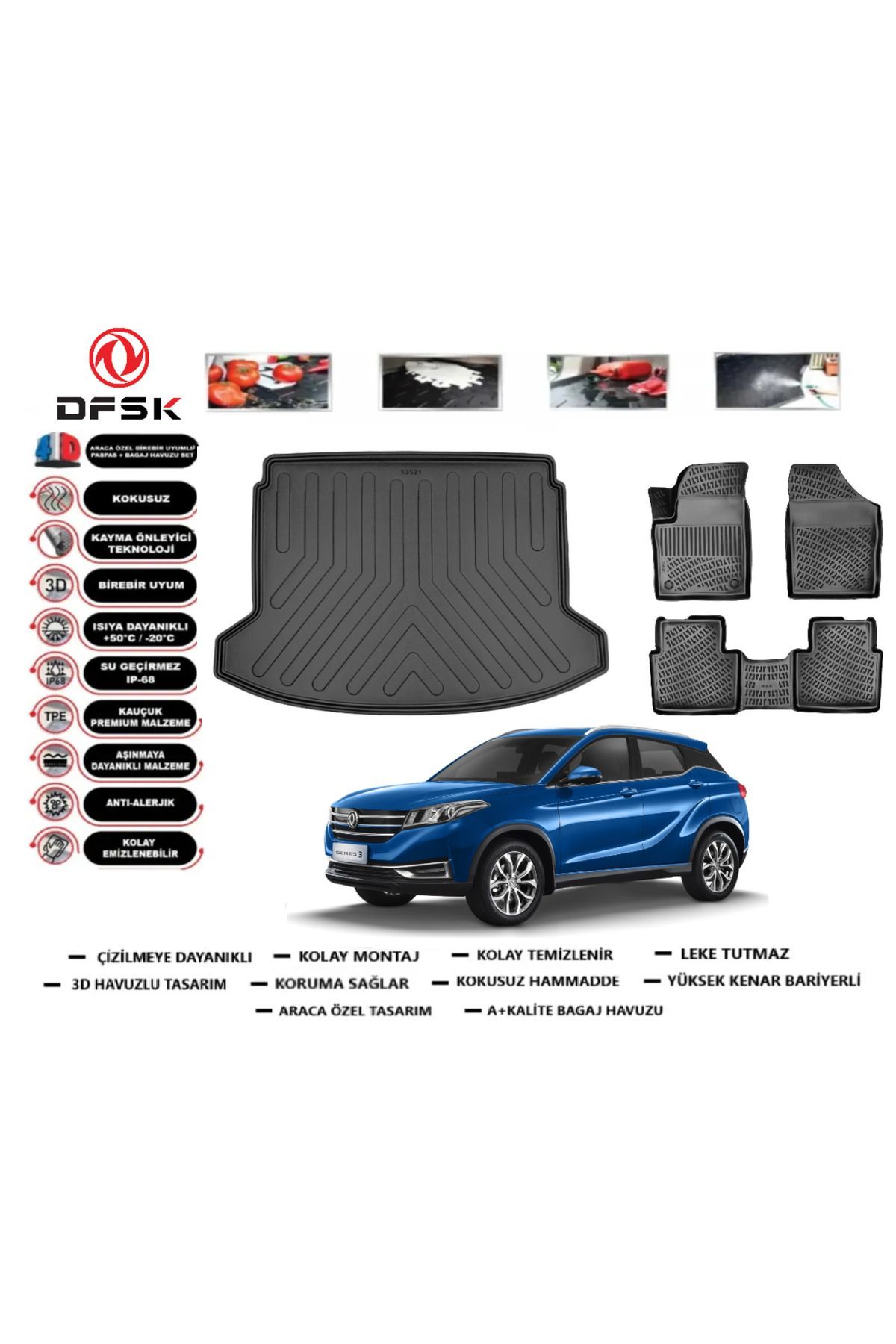 Dfsk Seres 3 2024 Model Bagaj Havuzu Araca Özel Paspas Takımı Prrox