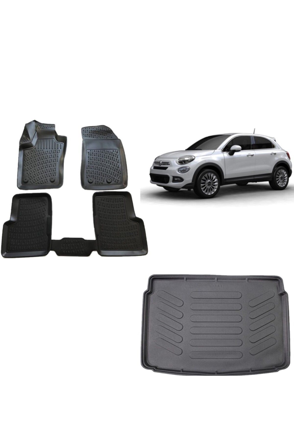 Fiat 500X 2016 Model 3D Bagaj Havuzu+3D Havuzlu Araca Özel Paspas Takımı