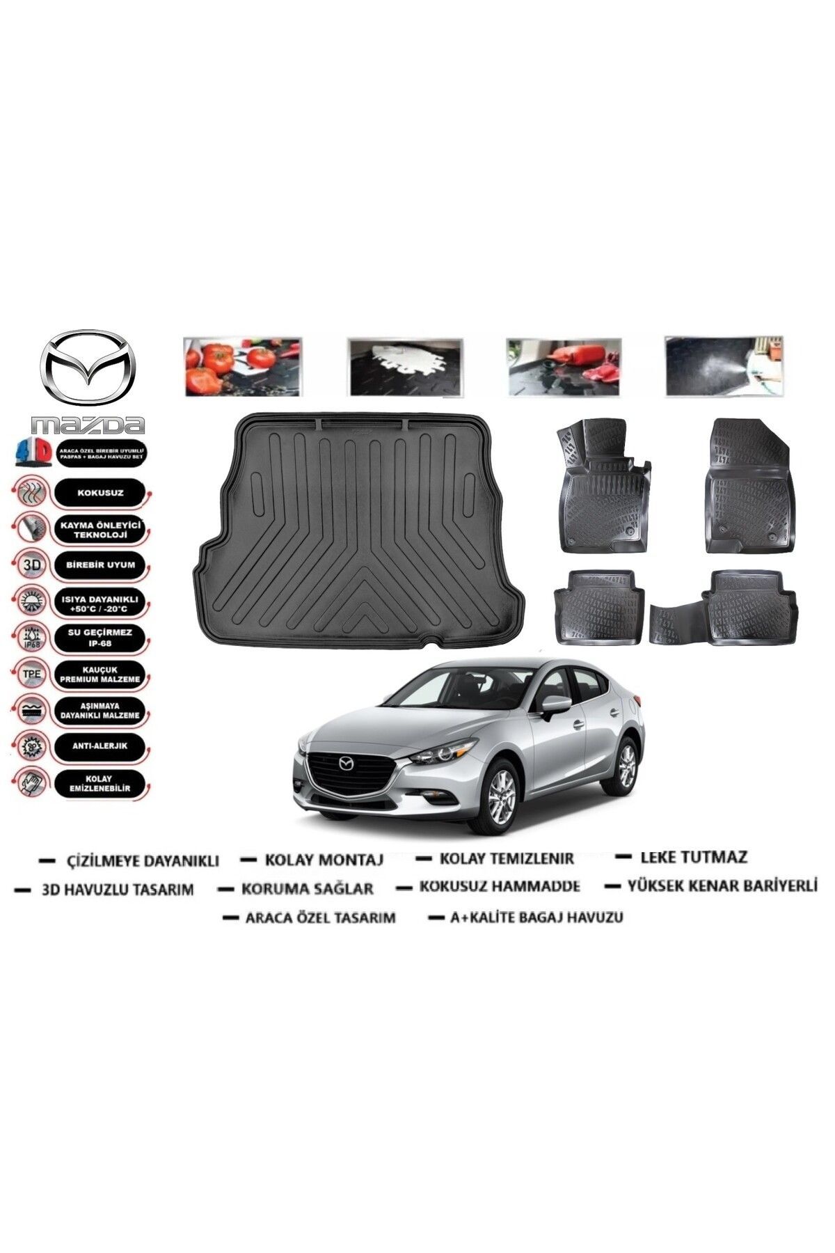 Mazda 3 2018 Model Bagaj Havuzu Araca Özel Paspas Takımı Prrox