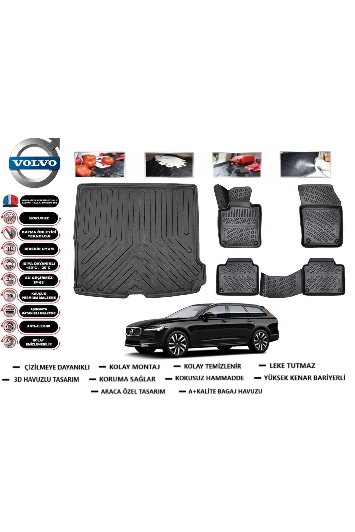Volvo V90 2023 Model Bagaj Havuzu Araca Özel Paspas Takımı Prrox