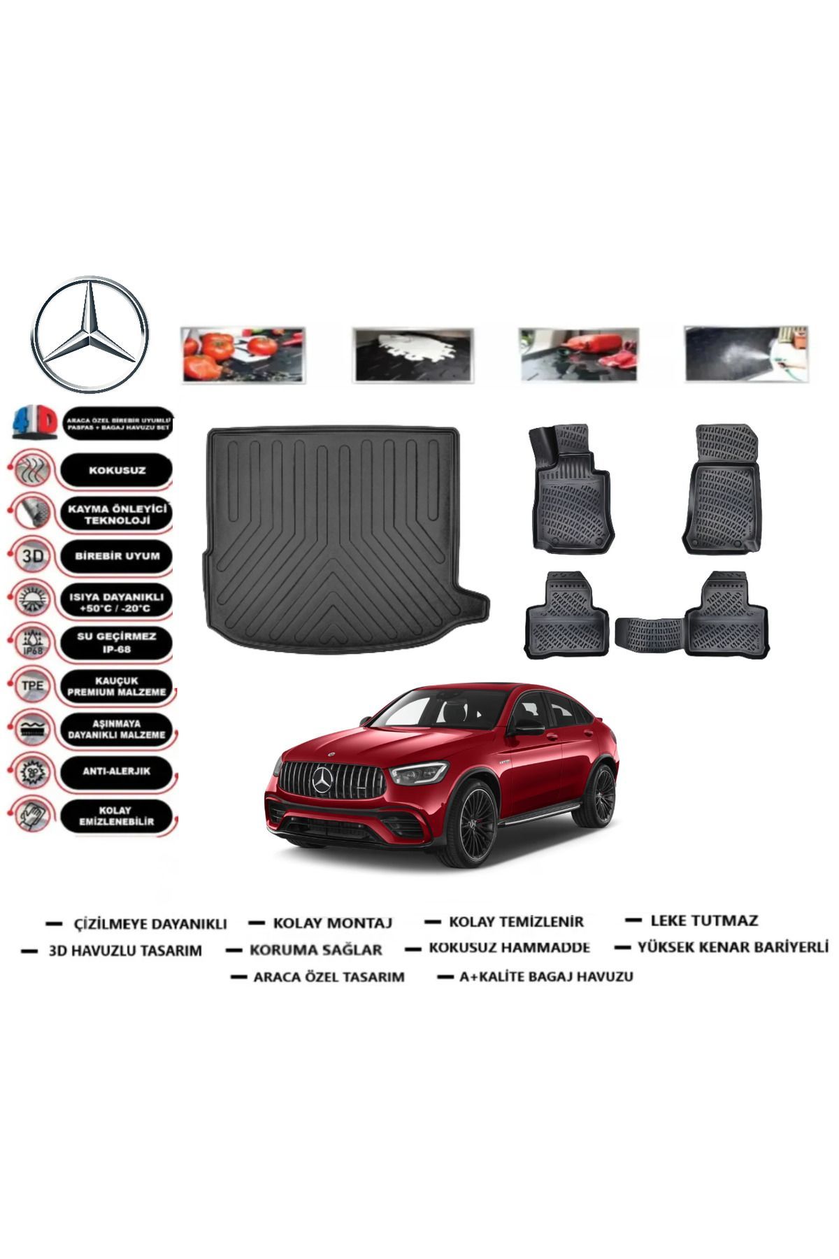 Mercedes GLC COUPE 2025 Model Bagaj Havuzu Araca Özel Paspas Takımı Prrox