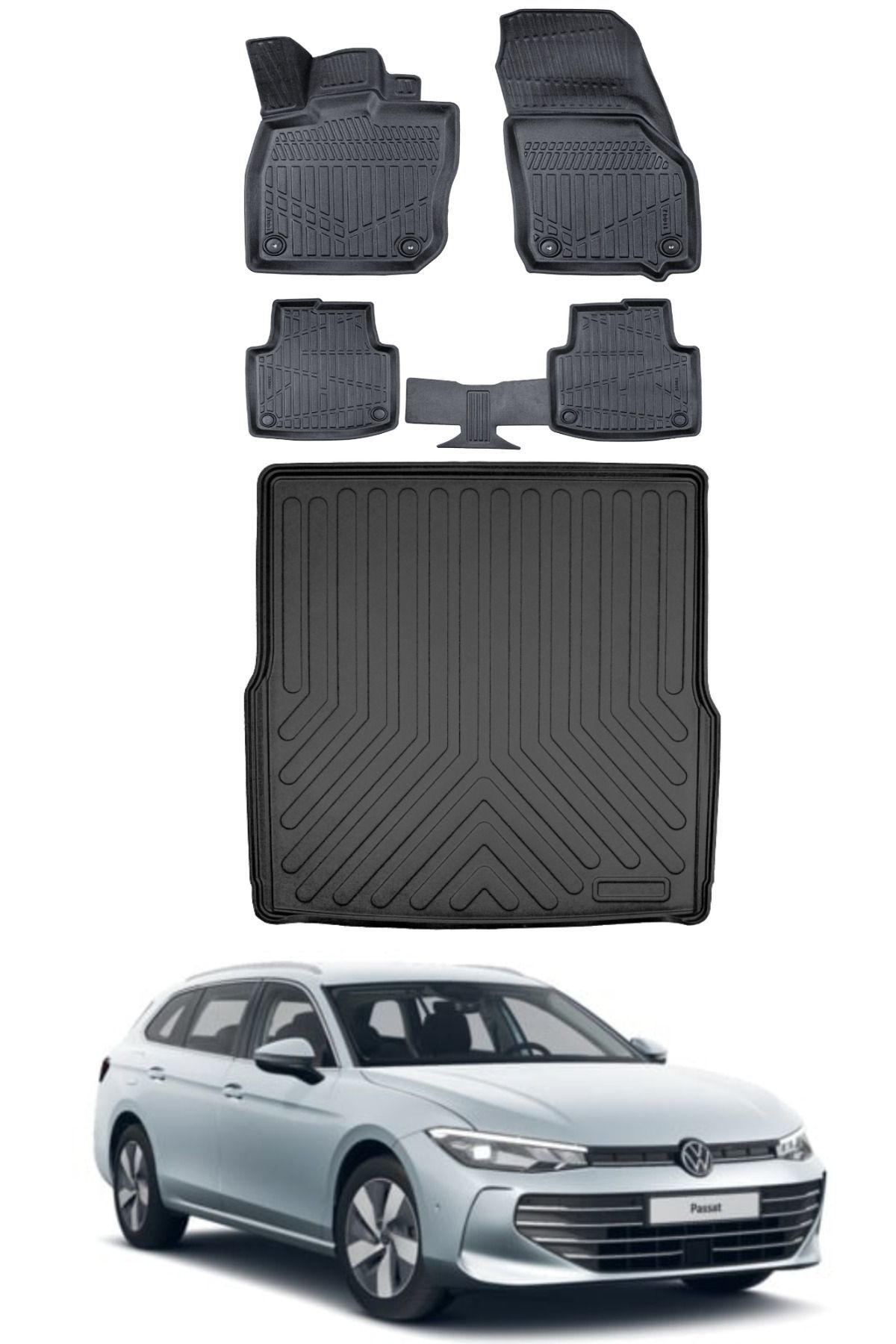 Volkswagen Passat B9 2024 Model Bagaj Havuzu Araca Özel Siyah Paspas Takımı