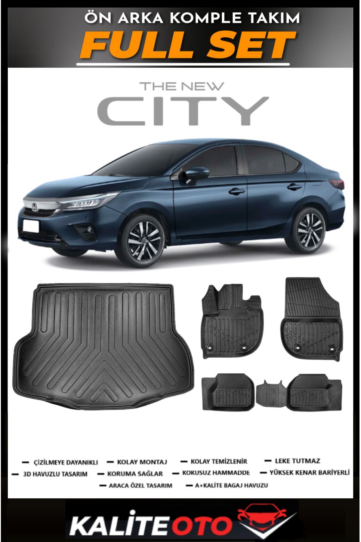 Honda City Bagaj Havuzu+4.5D Havuzlu Paspas Seti 2023 Model