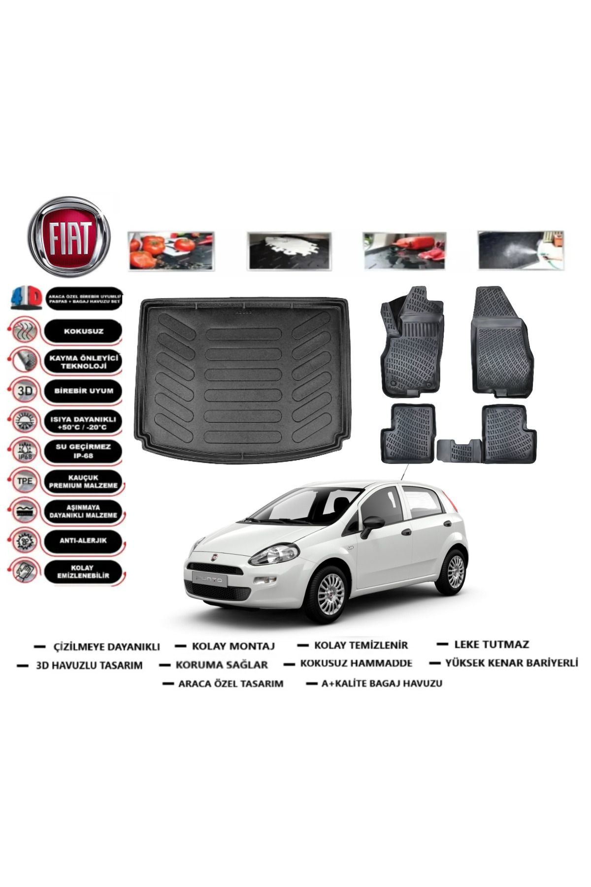 Fiat Punto 2014 Model Bagaj Havuzu Araca Özel Paspas Takımı Prrox