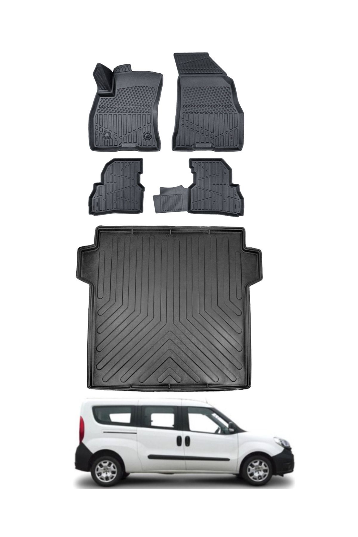 Fiat Doblo Maxi 2012 Model Bagaj Havuzu Araca Özel Siyah Paspas Takımı