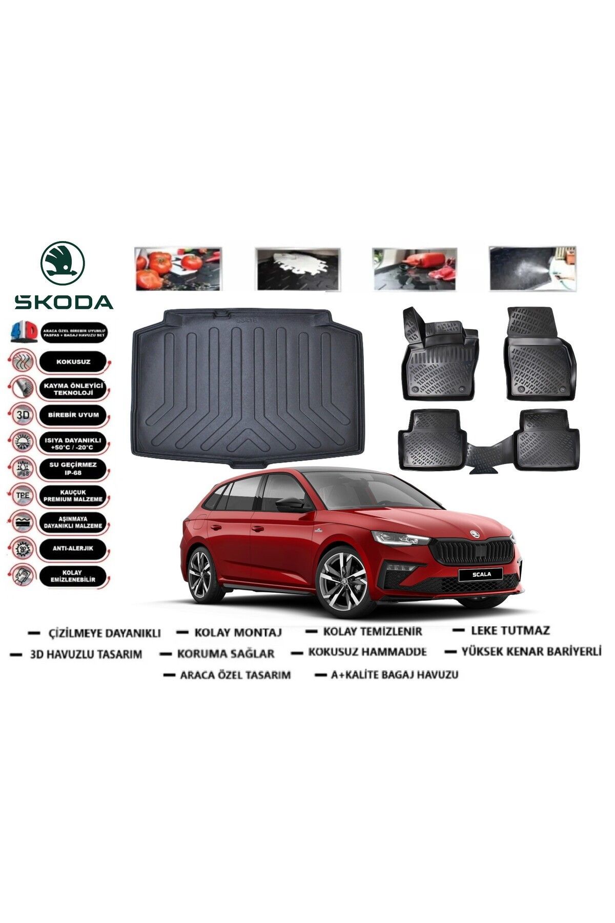 Skoda Scala 2023 Model Bagaj Havuzu Araca Özel Paspas Takımı Prrox