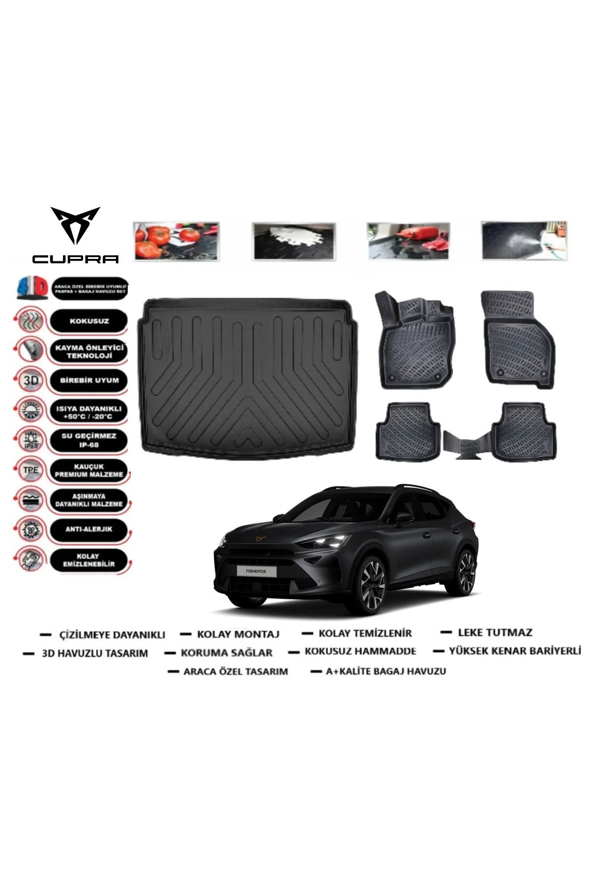 Cupra Formentor 2024 Model Alt Bagaj Havuzu Araca Özel Paspas Takımı Prrox