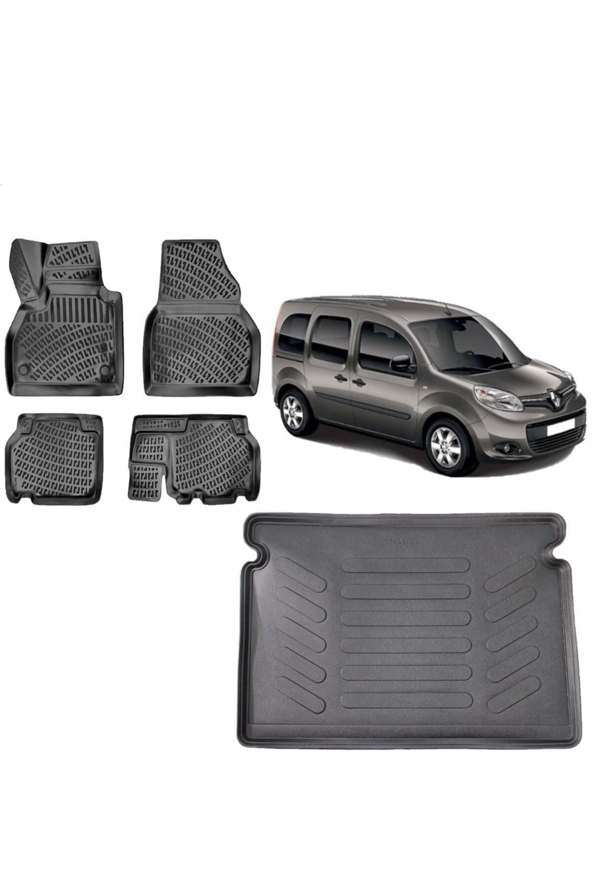 Renault Kangoo Multix 2019 Model 3D Bagaj Havuzu+3D Havuzlu Araca Özel Paspas Takımı