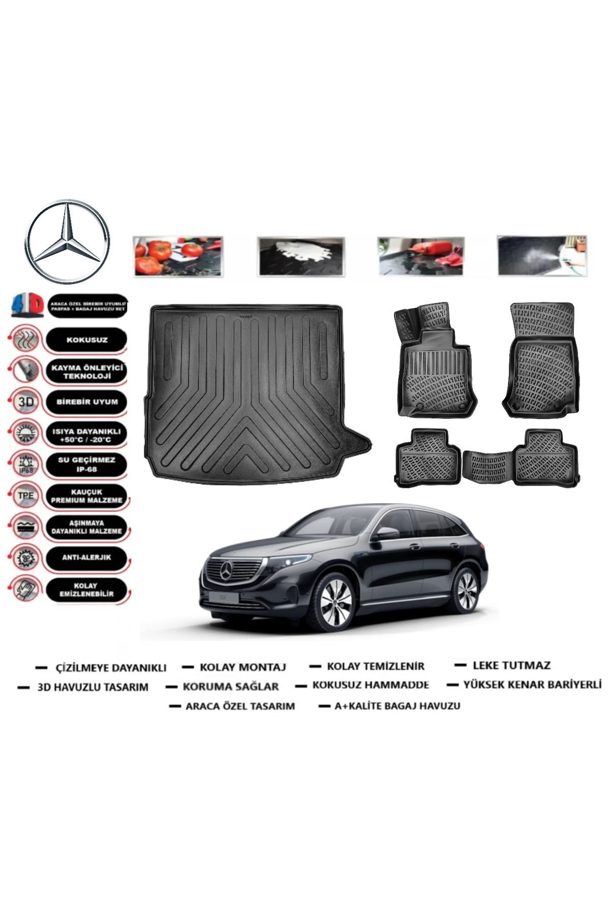 Mercedes EQC 2019 Model Bagaj Havuzu Araca Özel Paspas Takımı Prrox