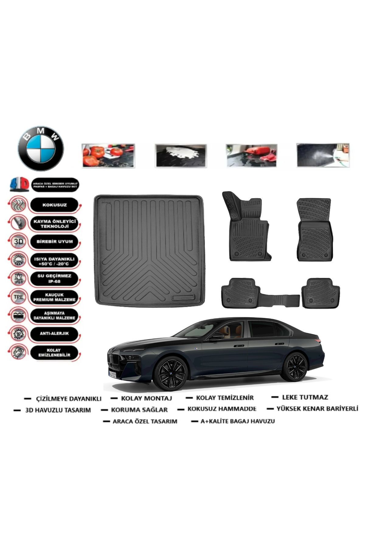 Bmw i5 M60 2023 Model Bagaj Havuzu Araca Özel Paspas Takımı Prrox