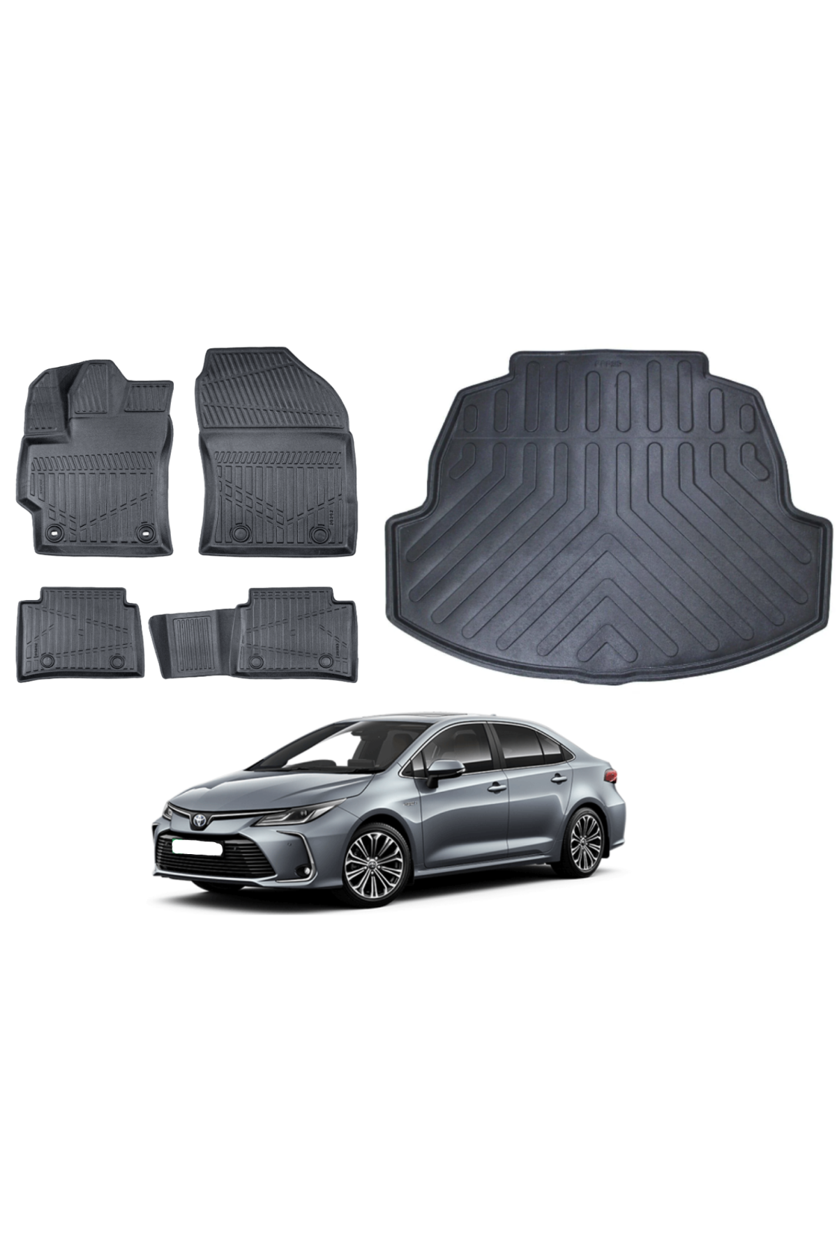 Toyota Corolla Sedan 2019 Sonrası 3D Bagaj Havuzu+3D Araca Özel Paspas Takımı
