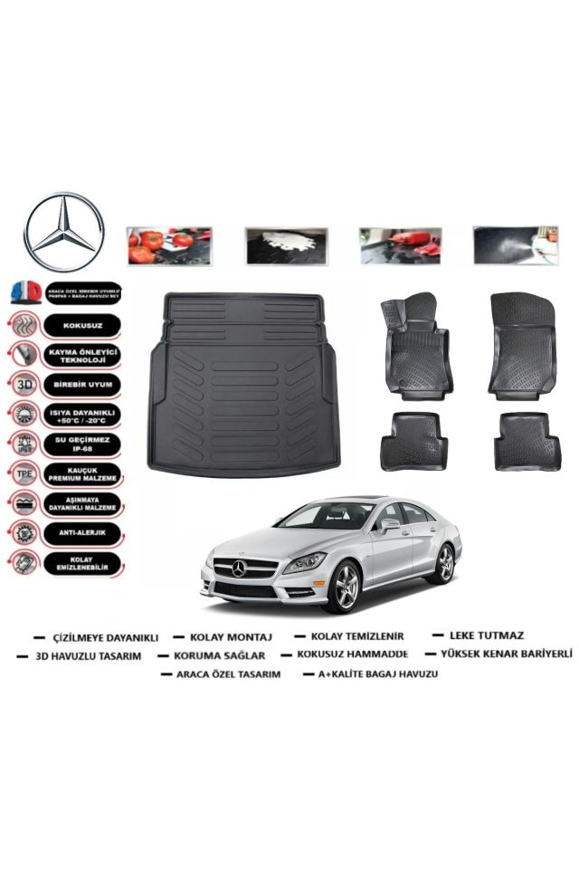 Mercedes CLS C218 2016 Model Bagaj Havuzu Araca Özel Paspas Takımı Prrox