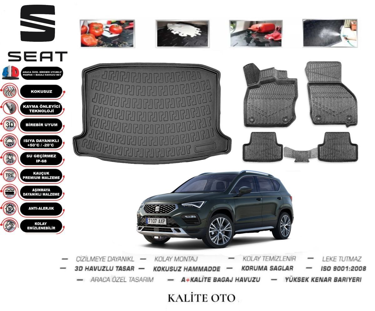 Cupra Ateca 2023 Ve Sonrası 3D Bagaj Havuzu+4D Havuzlu Paspas Seti