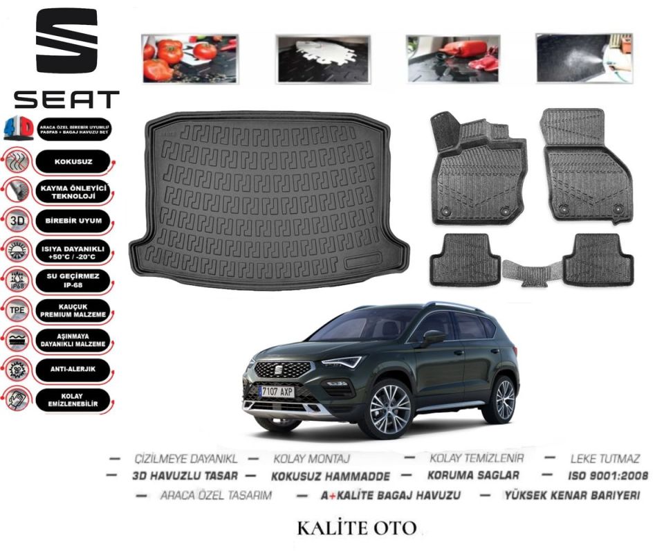 Cupra Ateca 2023 Ve Sonrası 3D Bagaj Havuzu+4D Havuzlu Paspas Seti
