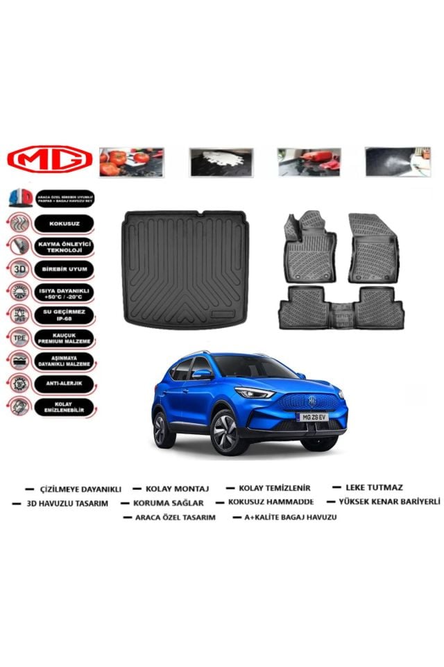 MG ZS EV (Elektirikli) 2022 Model Alt Bagaj Havuzu Araca Özel Paspas Takımı Prrox
