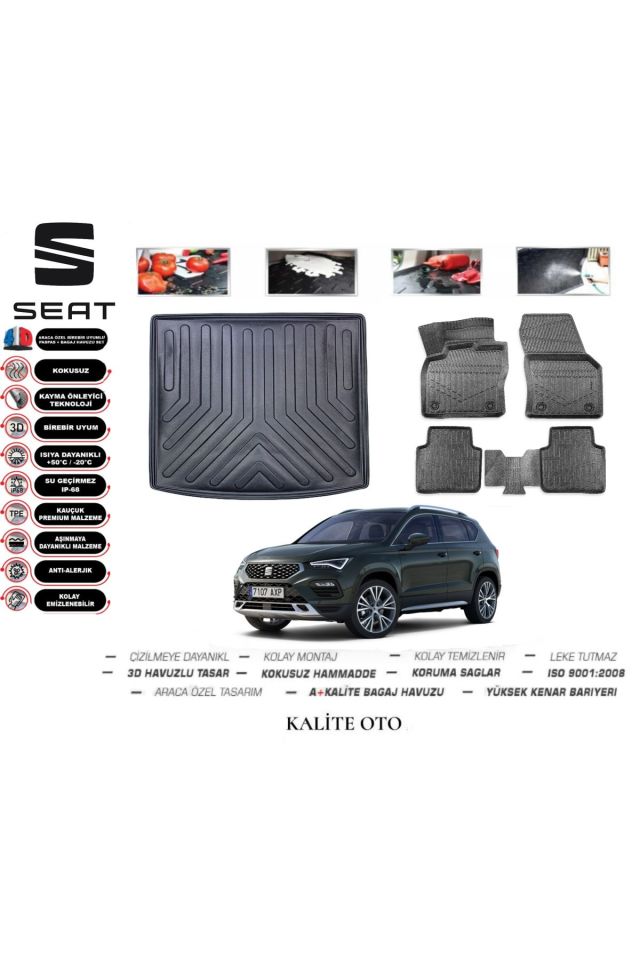 Seat Tarraco 5 Koltuk 2018 Ve Sonrası Bagaj Havuzu+4D Havuzlu Paspas Seti