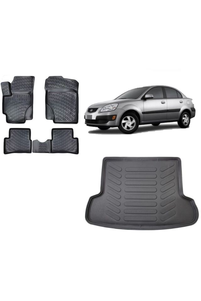 Kia Rio Sedan 2005 Model 3D Bagaj Havuzu+3D Havuzlu Araca Özel Paspas Takımı