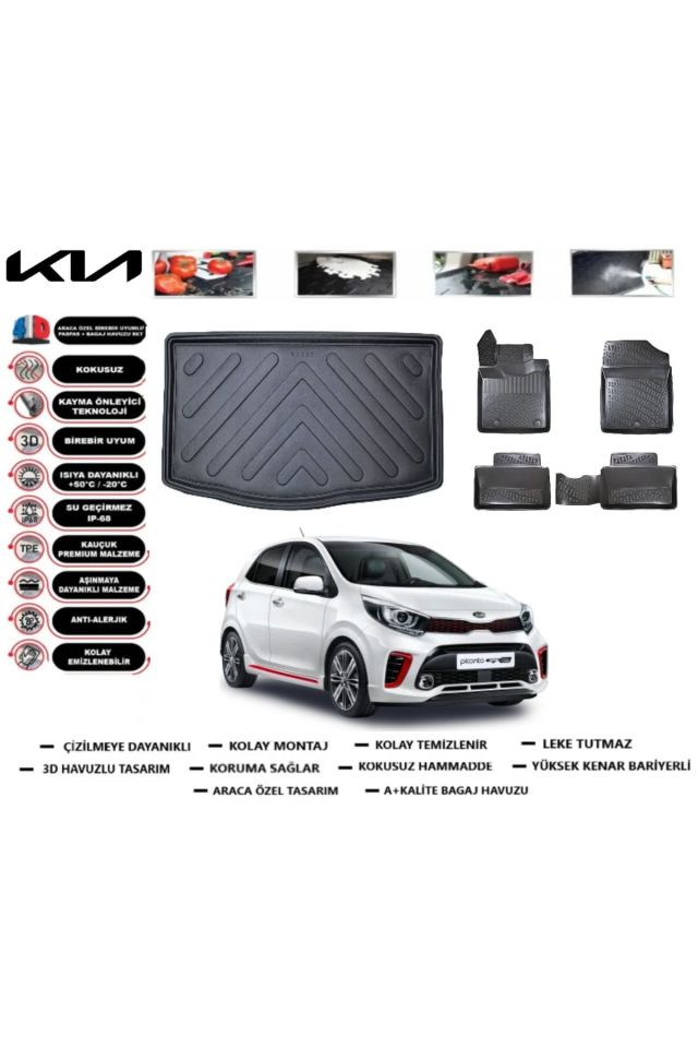 Kia Picanto 2019 Model Bagaj Havuzu Araca Özel Paspas Takımı Prrox