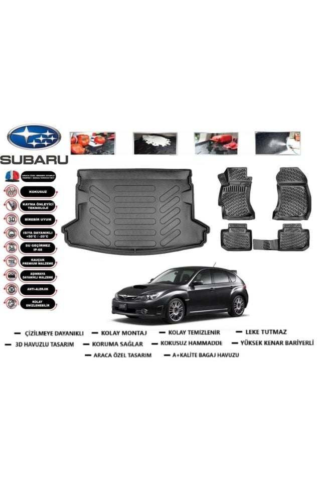 Subaru İmpreza 2014 Model Bagaj Havuzu Araca Özel Paspas Takımı Prrox