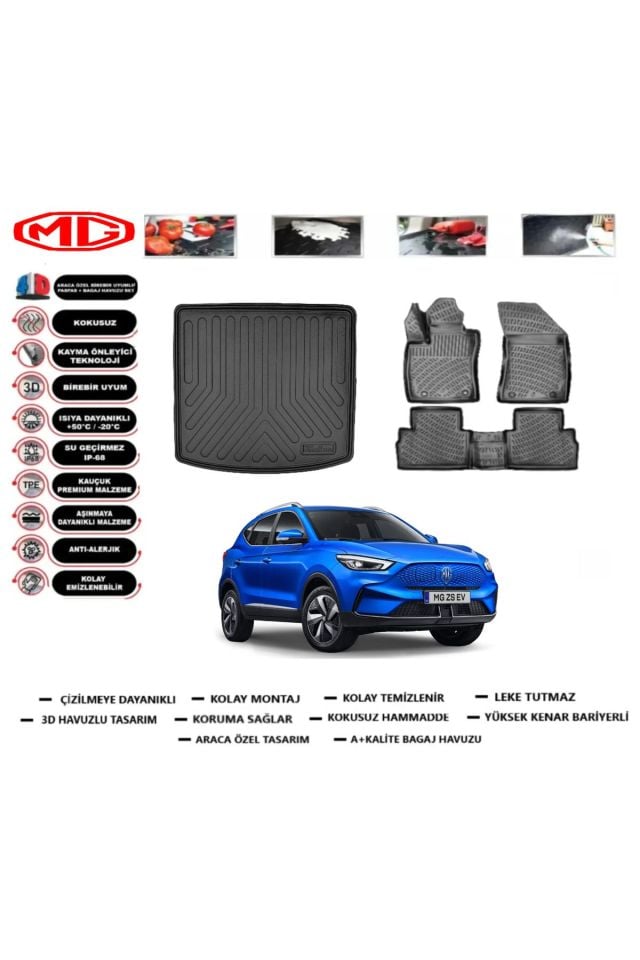MG ZS EV (Elektirikli) 2025 Model Üst Bagaj Havuzu Araca Özel Paspas Takımı Prrox