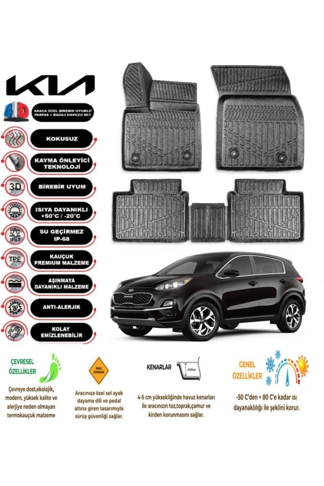 Kia Sportage 2017 Model 4D Araca Özel Havuzlu Paspas Takımı
