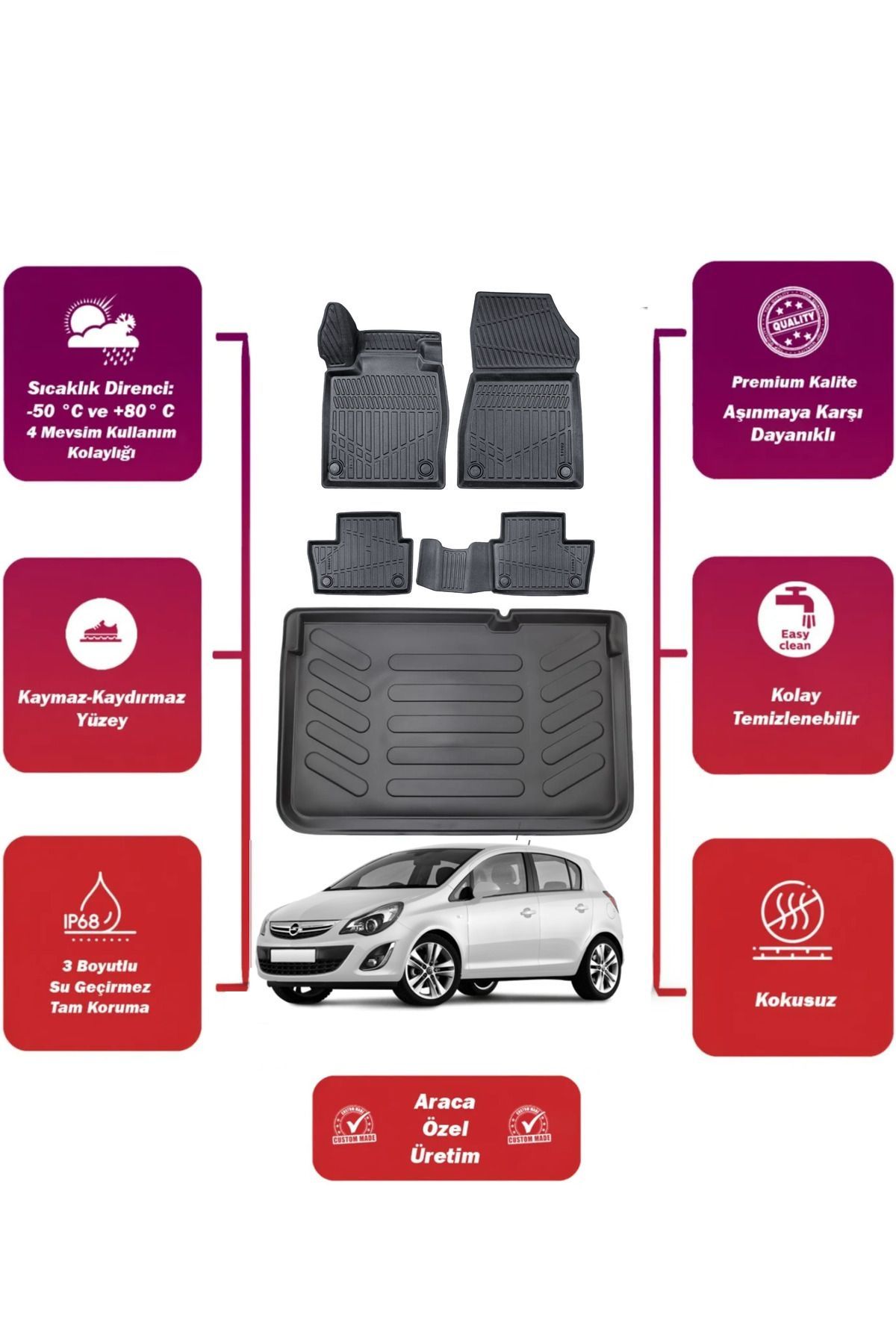 opel corsa d 2013 model bagaj havuzu+4d araca özel havuzlu paspas takımıı Maxii