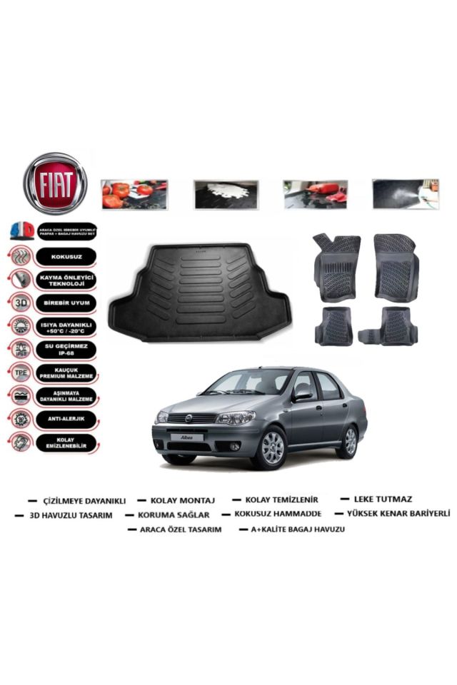 Fiat Albea 2004 Model Bagaj Havuzu Araca Özel Paspas Takımı Prrox