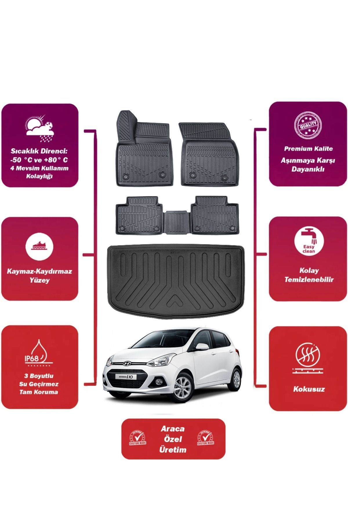 hyundai i10 2019 model bagaj havuzu+4d araca özel havuzlu paspas takımıı Maxii