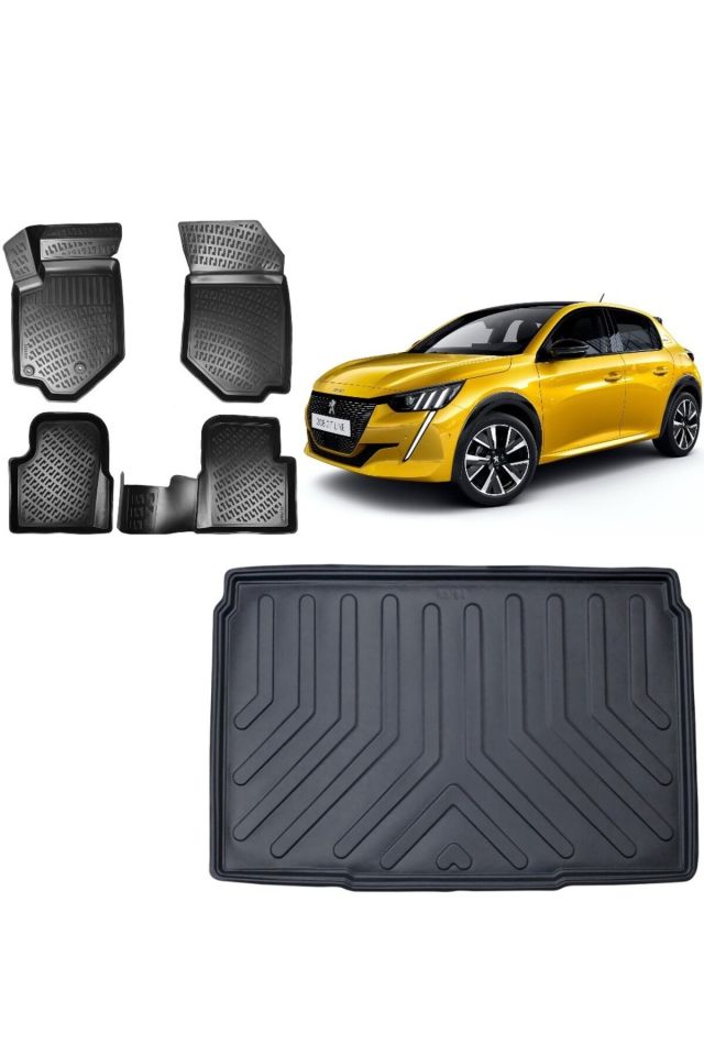 Peugeot 208 2023 Model 3D Bagaj Havuzu+3D Havuzlu Araca Özel Paspas Takımı