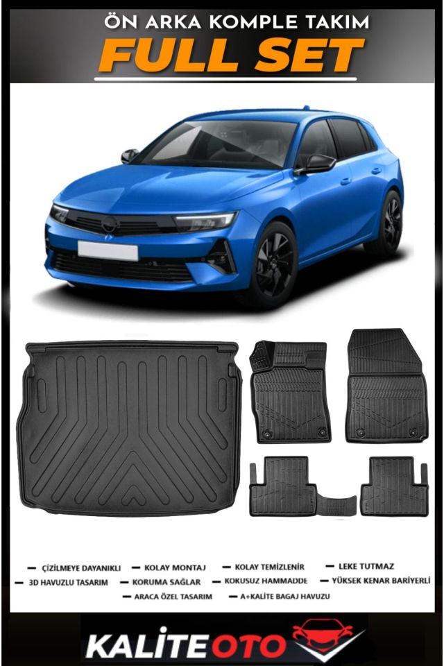 Opel Astra L Üst Bagaj Havuzu+4.5D Havuzlu Paspas Seti 2023 Model