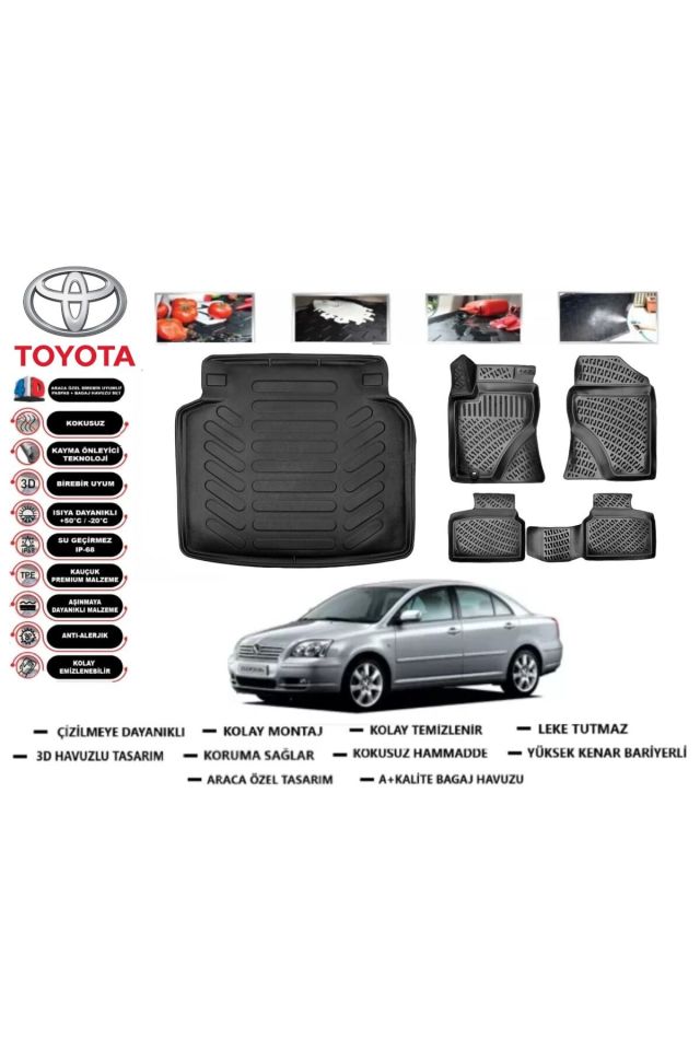 Toyota Avensis 2006 Model Bagaj Havuzu Araca Özel Paspas Takımı Prrox