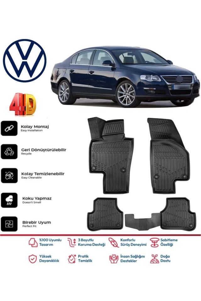 Volkswagen Passat B6 2008 Model 4D Havuzlu Paspas