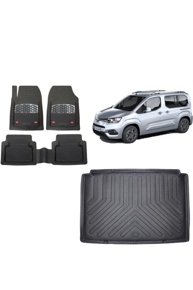 Toyota Proace City 2022 Model 3D Bagaj Havuzu+3D Havuzlu Safir Gri Kromlu Paspas